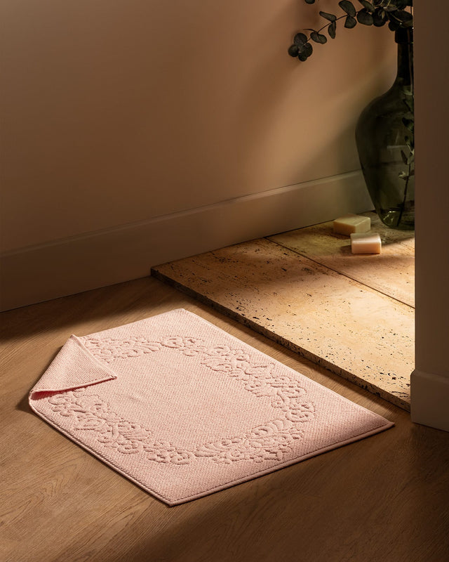 100% Cotton Soft Absorbent Bath Mat - Powder Pink