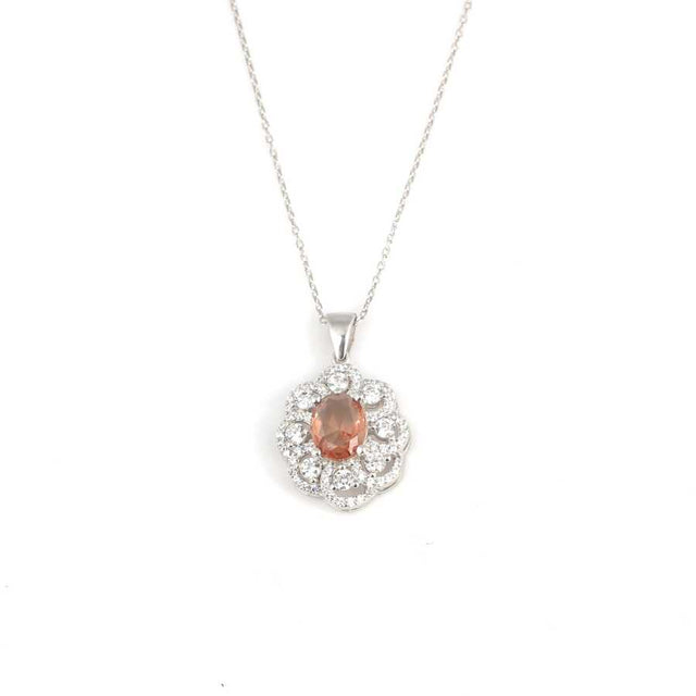 Premium 925 Sterling Silver Oval Zultanite Halo Necklace