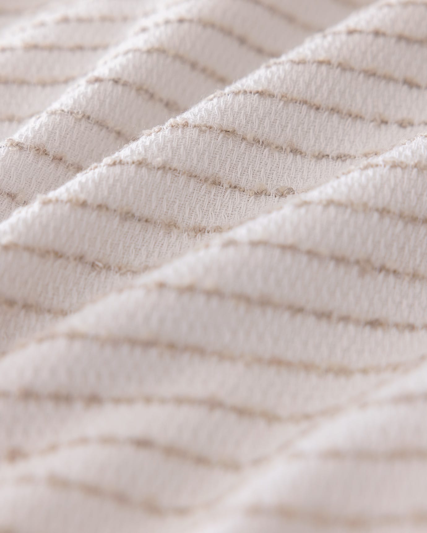 Double Size 100% Cotton Yarn Dyed Duvet Cover Set - White & Beige