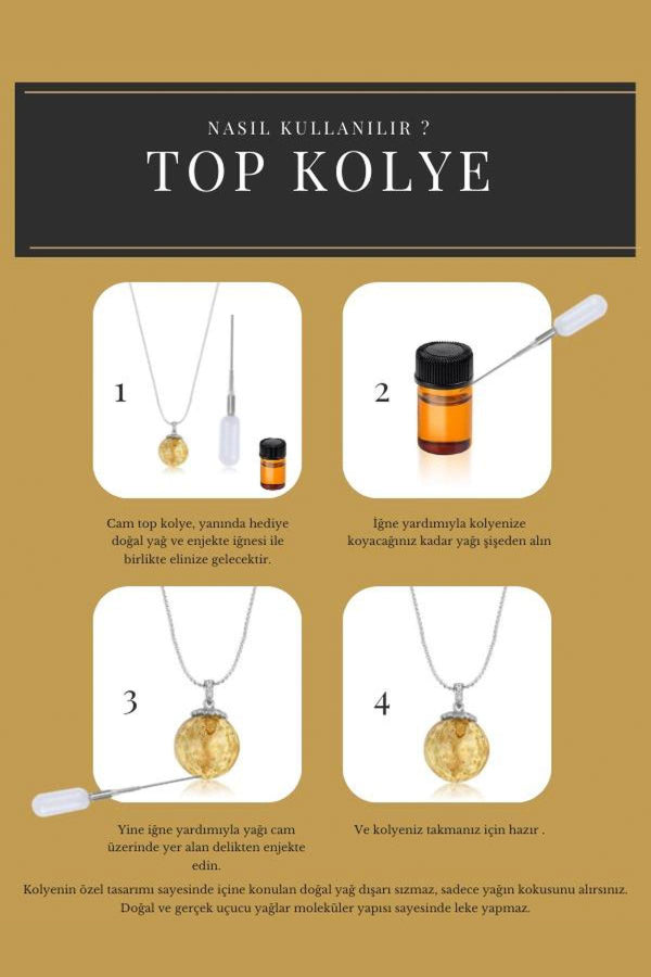 Olive Green Glass Sphere Necklace - Natural Scent Diffuser