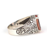 Sterling Silver Oval Zultanite Men's Ring - Engraved Band