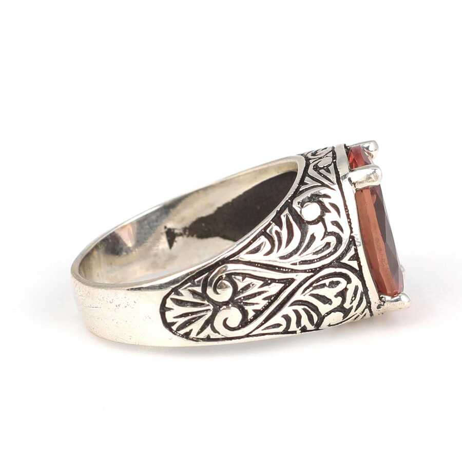 Sterling Silver Oval Zultanite Men's Ring - Engraved Band