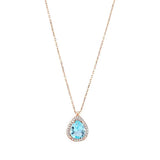 Professional Sterling Silver Aquamarine Drop Necklace