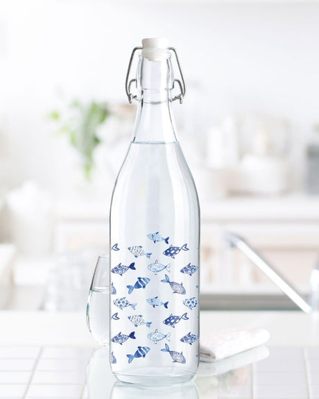 Fish Design Reusable Water Bottle - 1 Liter Travel Container - TryAladdin