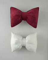 Premium Decorative Bow Accent Pillow   Burgundy