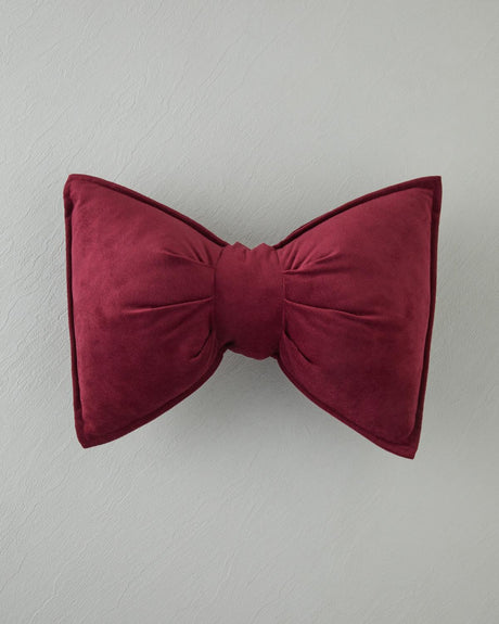Premium Decorative Bow Accent Pillow - Burgundy