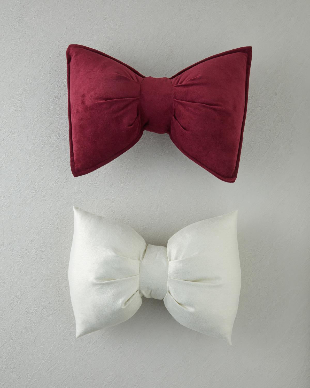 Premium Decorative Bow Accent Pillow   Burgundy