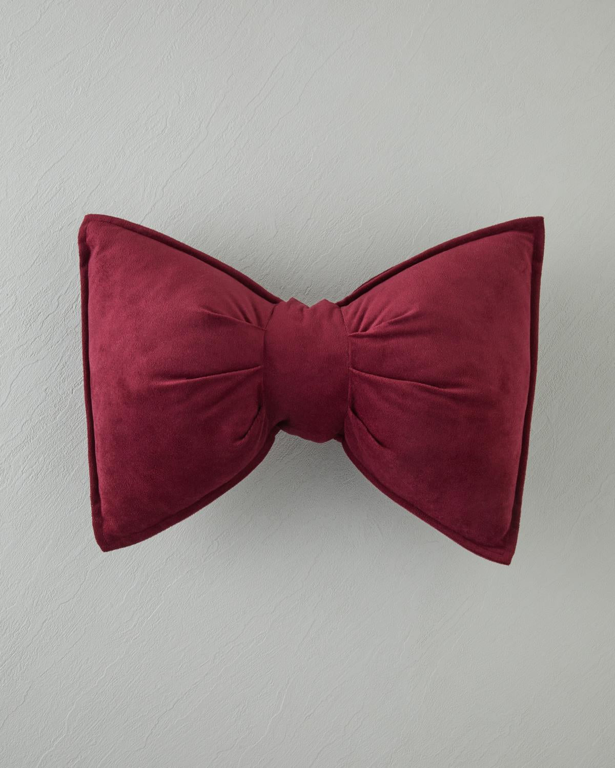 Premium Decorative Bow Accent Pillow   Burgundy