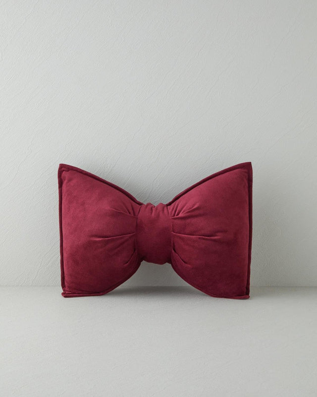 Premium Decorative Bow Accent Pillow - Burgundy