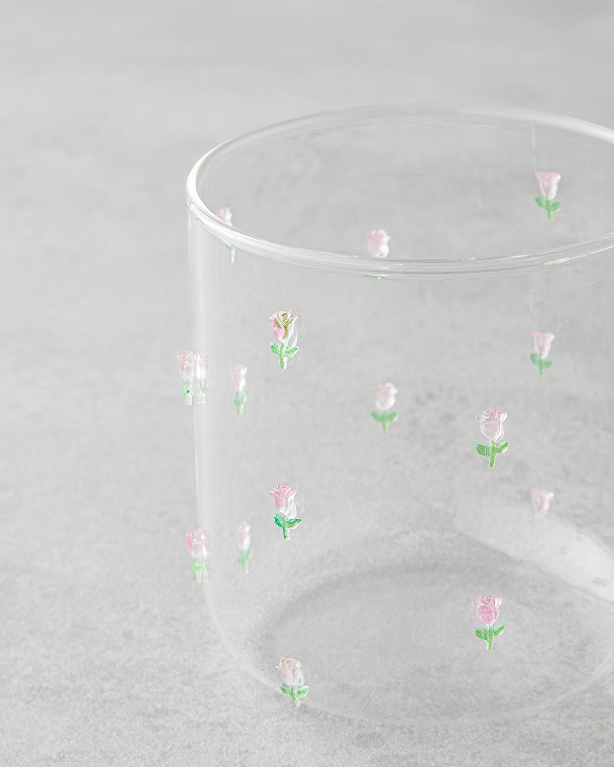 Elegant Floral Blossom Borosilicate Glass   2 Pack
