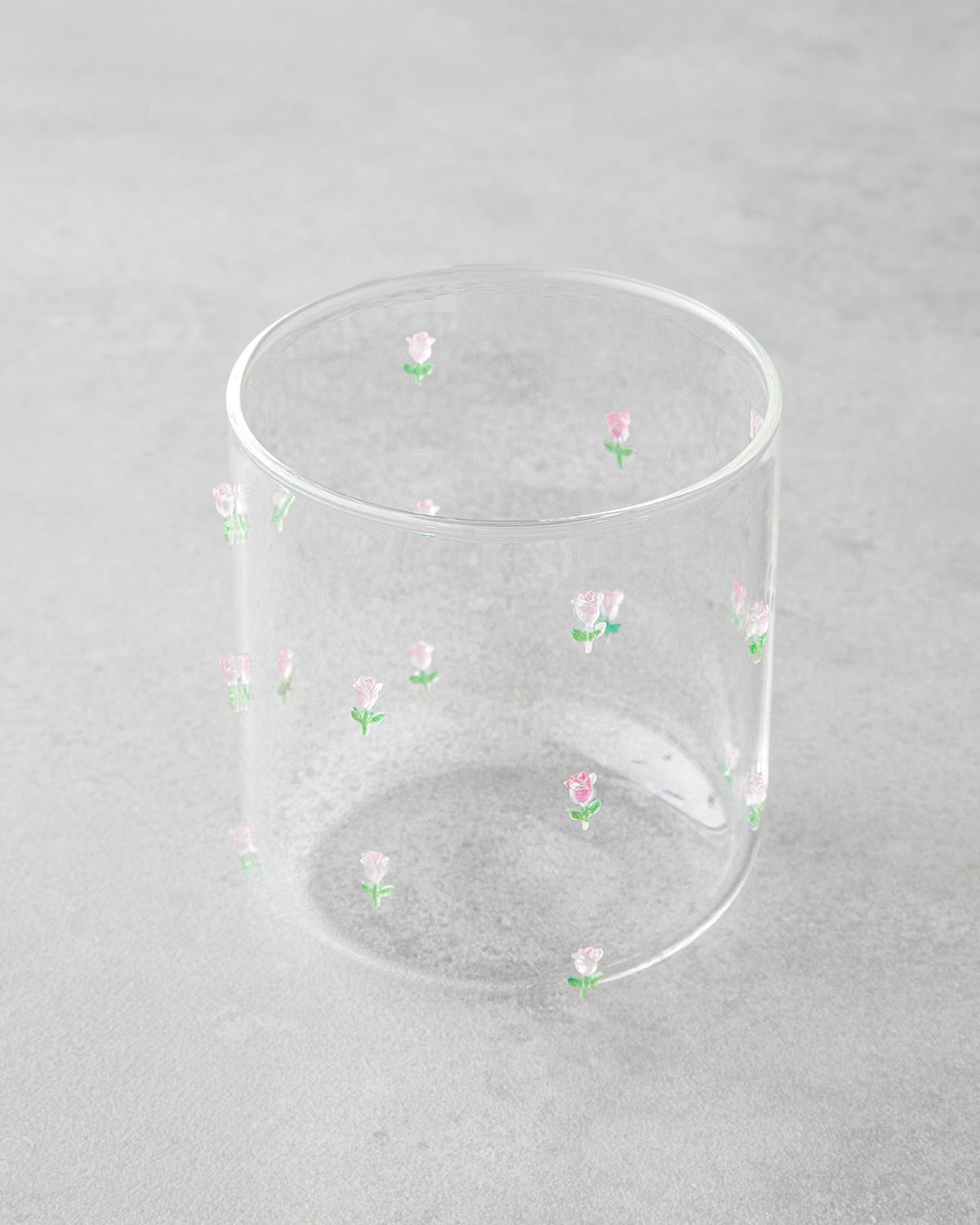 Elegant Floral Blossom Borosilicate Glass   2 Pack