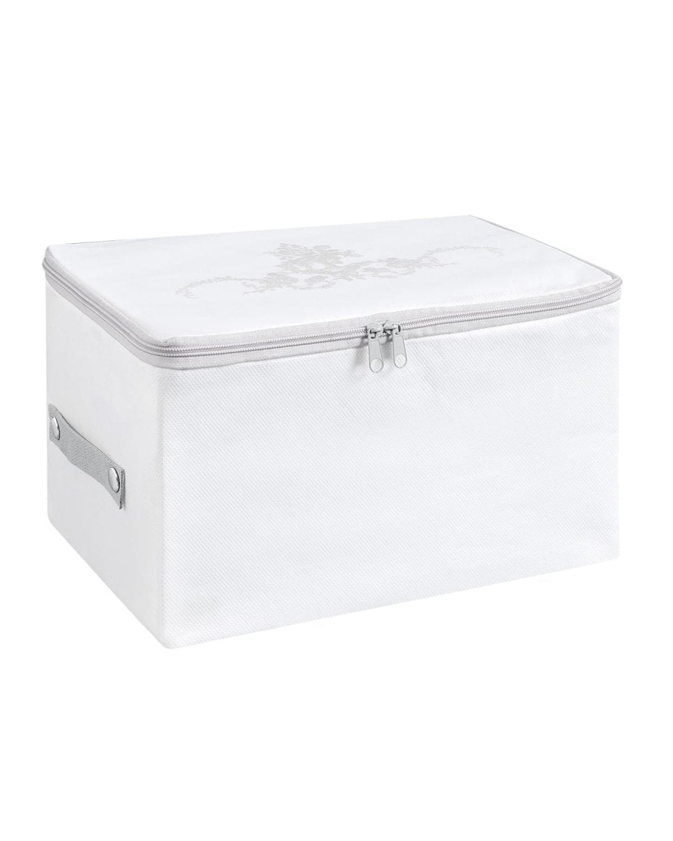 Floral Pattern Fabric Storage Organizer Box - White & Gray - TryAladdin