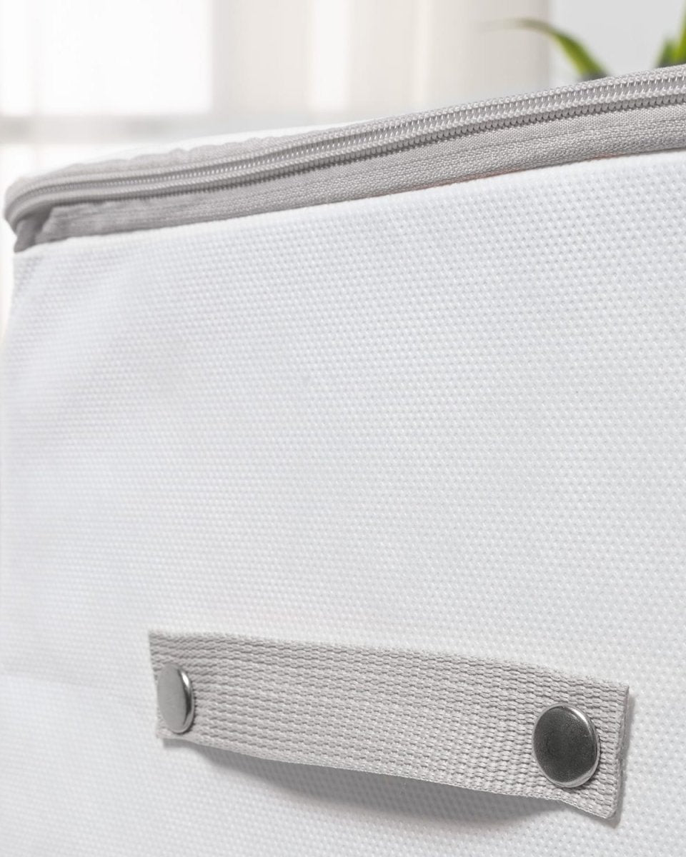 Floral Pattern Fabric Storage Organizer Box - White & Gray - TryAladdin