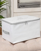 Floral Pattern Fabric Storage Organizer Box - White & Gray - TryAladdin