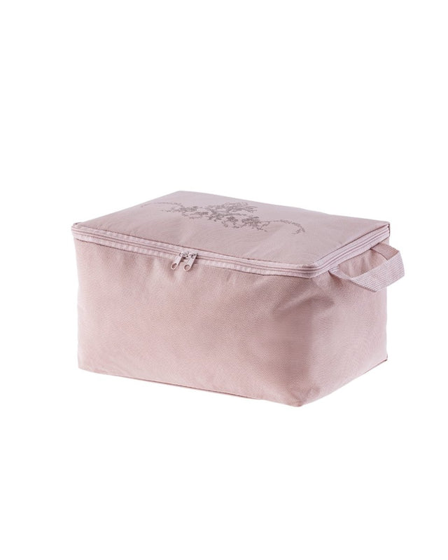 Floral Print Fabric Storage Bag - Powder Pink Home Organizer 30x22x18 cm - TryAladdin