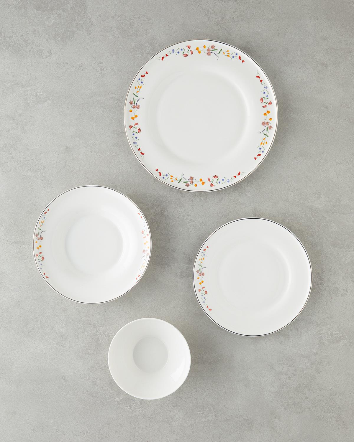 Premium Bone Porcelain Dinnerware Set   24 Piece Floral Design   6 Person Service