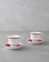 Premium-New-Bone-China-4-Piece-Tea-Cup-Set-Dark-Pink