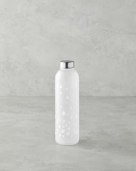 Professional Beverage Storage Floret Glass Bottle White