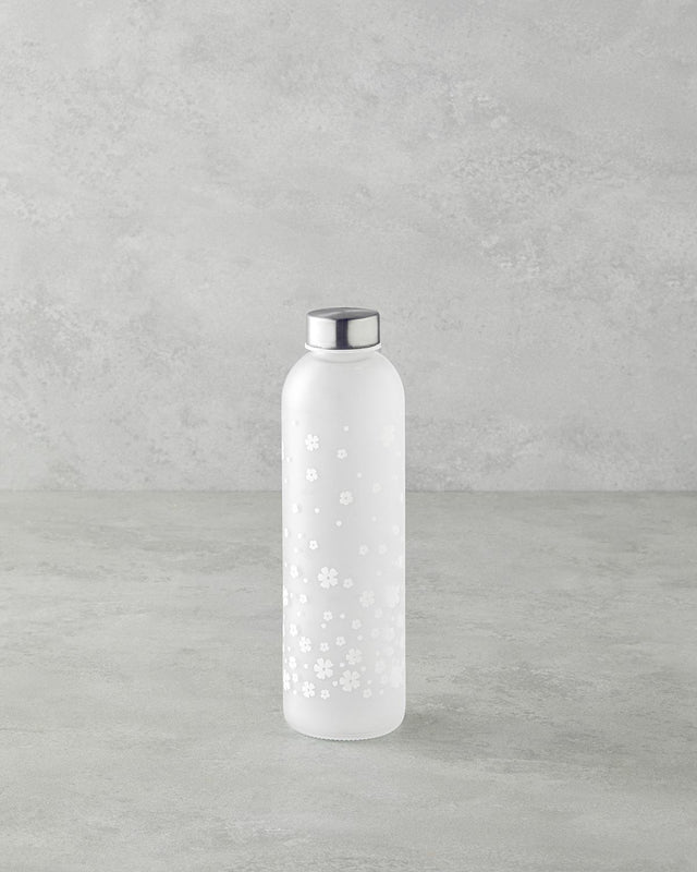 Professional Beverage Storage Floret Glass Bottle White
