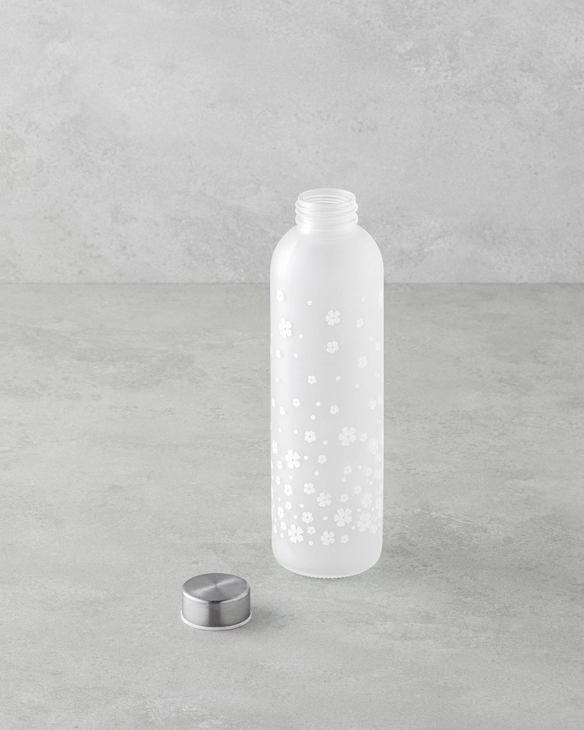 Professional Beverage Storage Floret Glass Bottle White