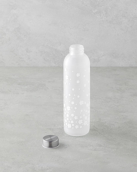 Professional Beverage Storage Floret Glass Bottle White