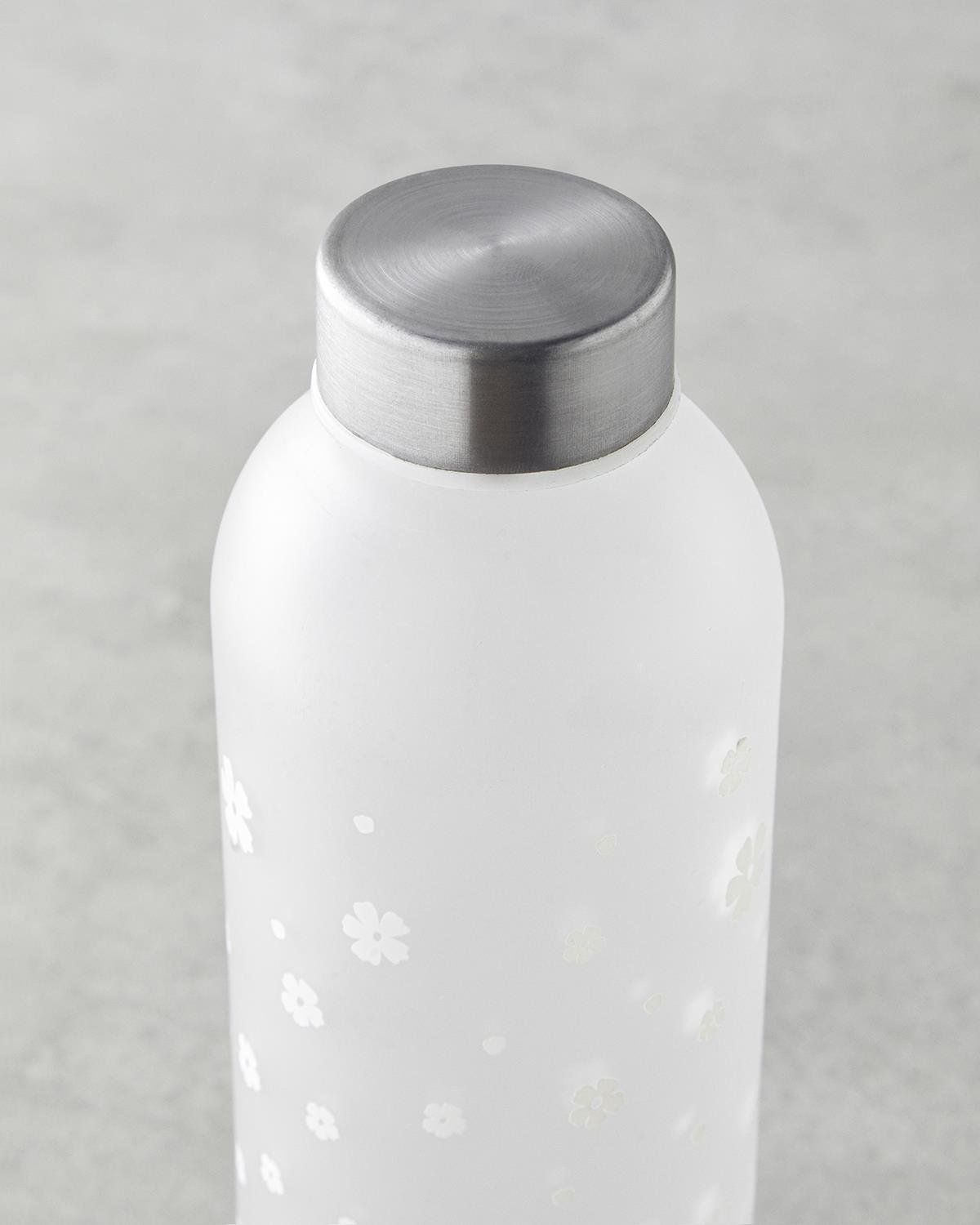 Professional Beverage Storage Floret Glass Bottle White