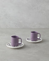 Elegant Bone Porcelain Coffee Cup Set 4 Piece Purple 90ml