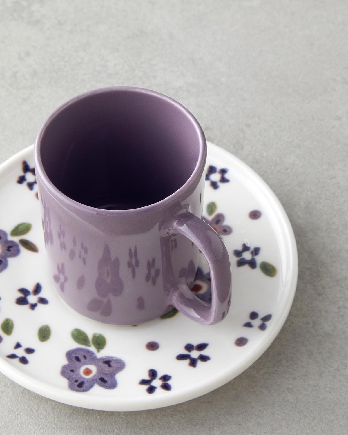 Elegant Bone Porcelain Coffee Cup Set 4 Piece Purple 90ml