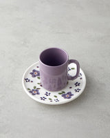 Elegant Bone Porcelain Coffee Cup Set 4 Piece Purple 90ml