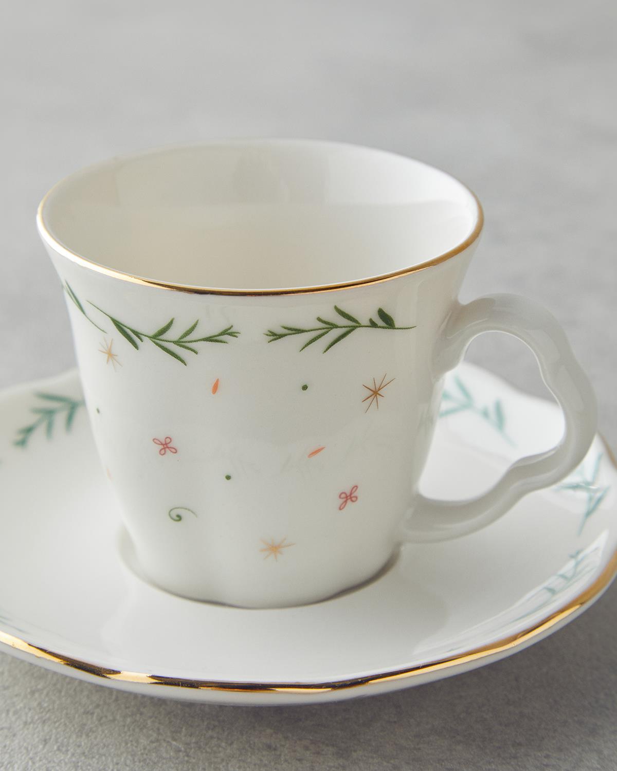 Premium Bone Porcelain Turkish Coffee Cup Set 4 Piece Colorful