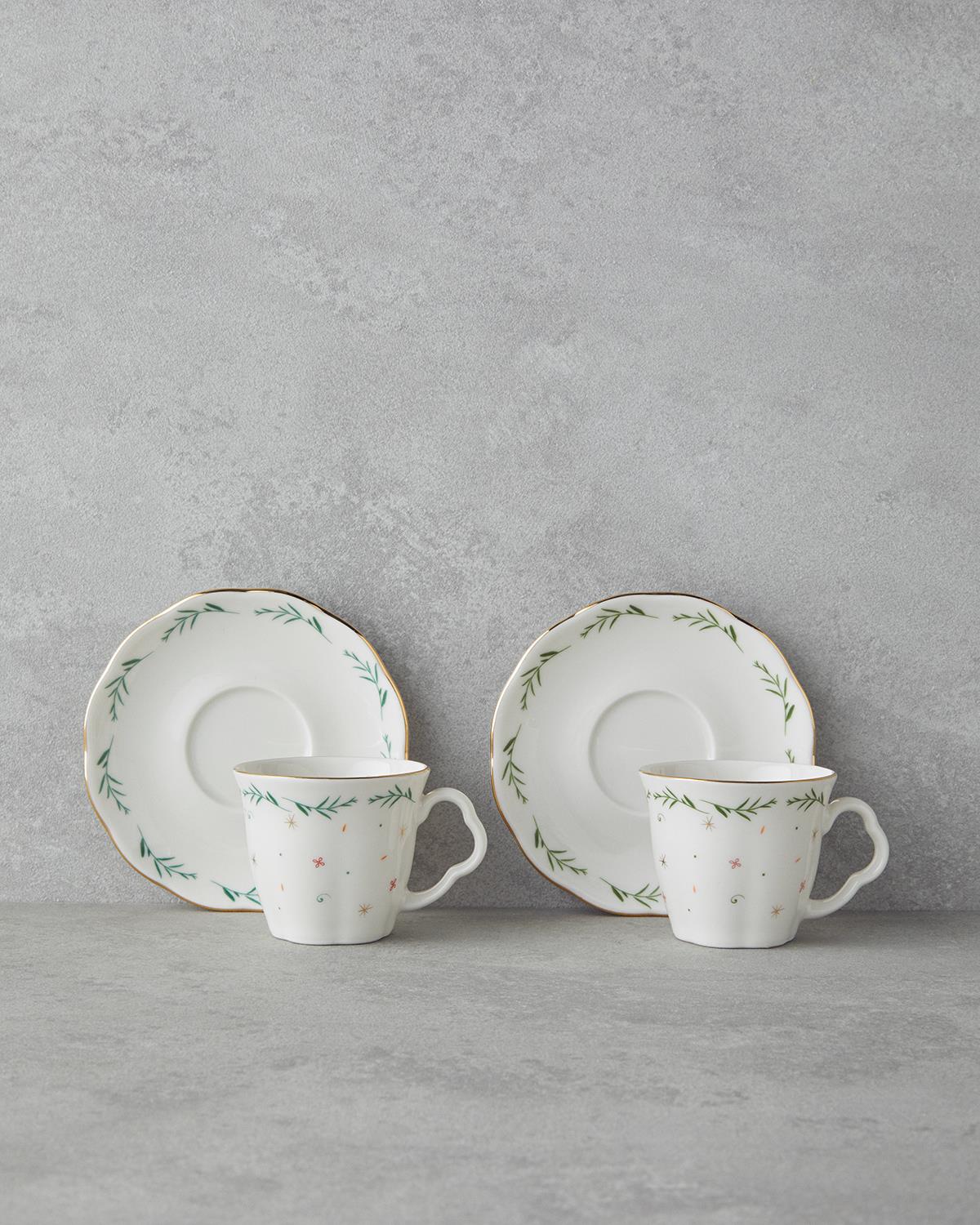 Premium Bone Porcelain Turkish Coffee Cup Set 4 Piece Colorful