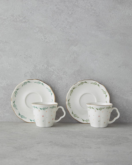 Premium Bone Porcelain Turkish Coffee Cup Set 4 Piece Colorful