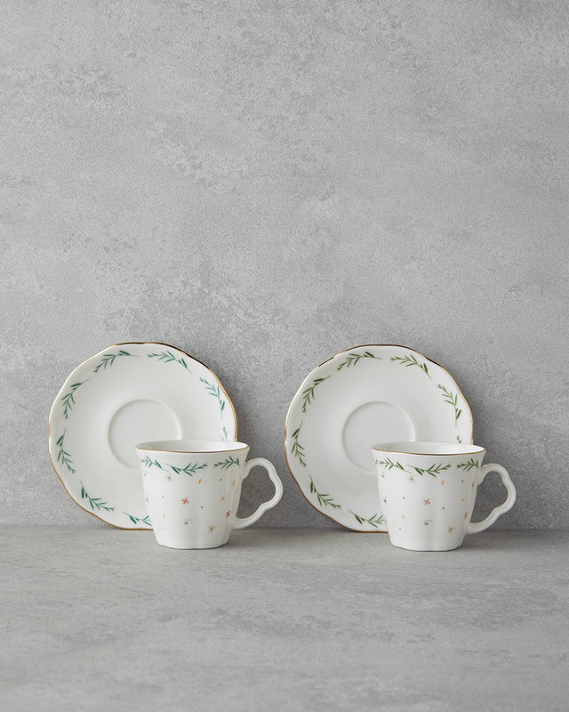 Premium Bone Porcelain Turkish Coffee Cup Set 4 Piece Colorful