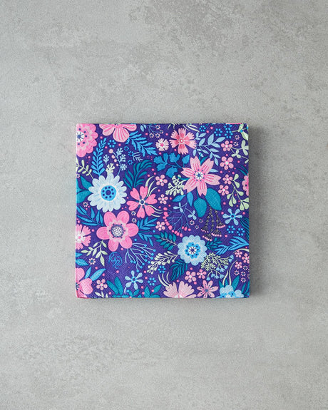Premium Flower Garden Decorative Paper Napkins - Pink Blue