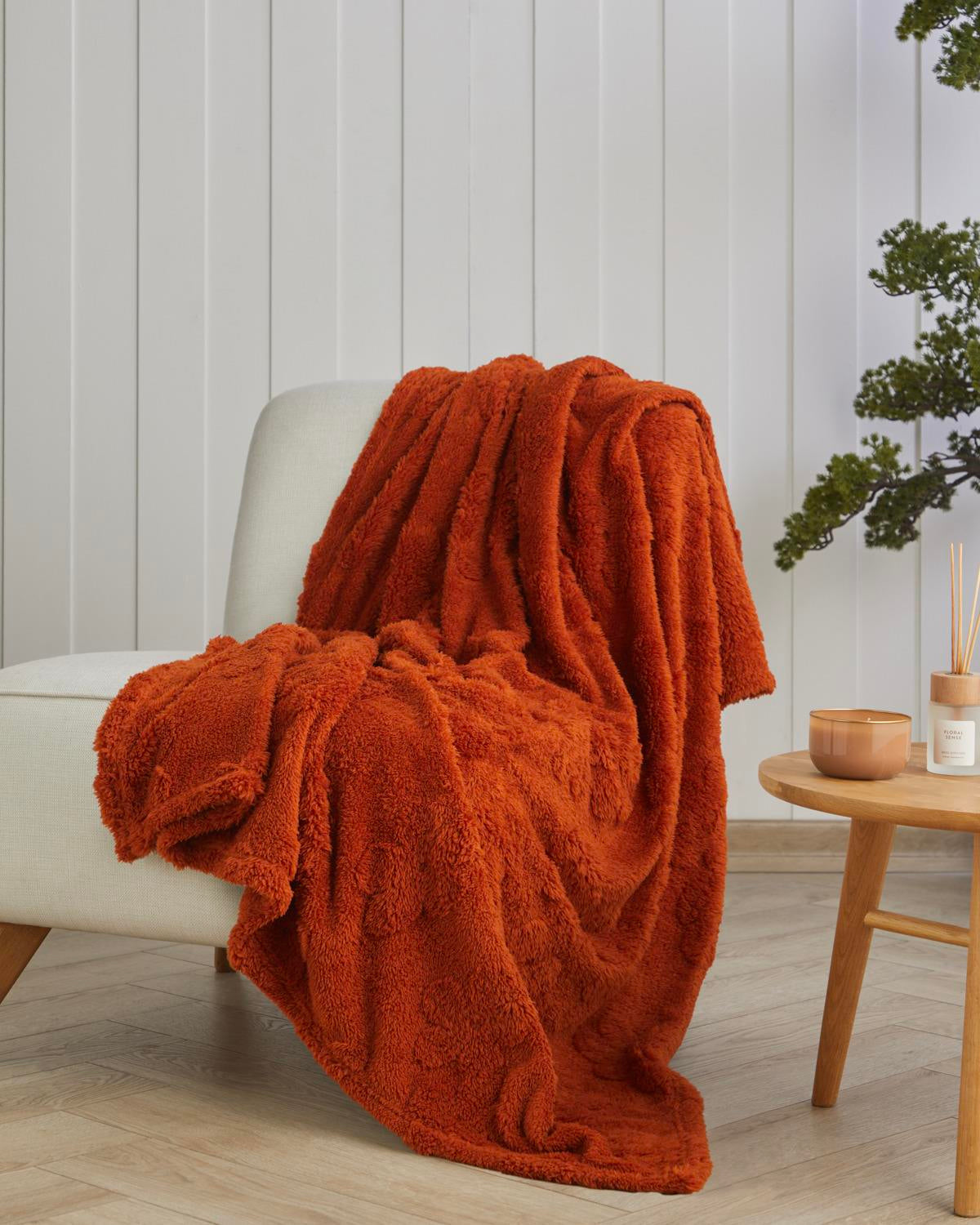 Luxury Floral Design Throw Blanket   Mustard Yellow