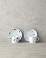 Premium Floral Porcelain Coffee Cup Set   2 Person Service   Blue