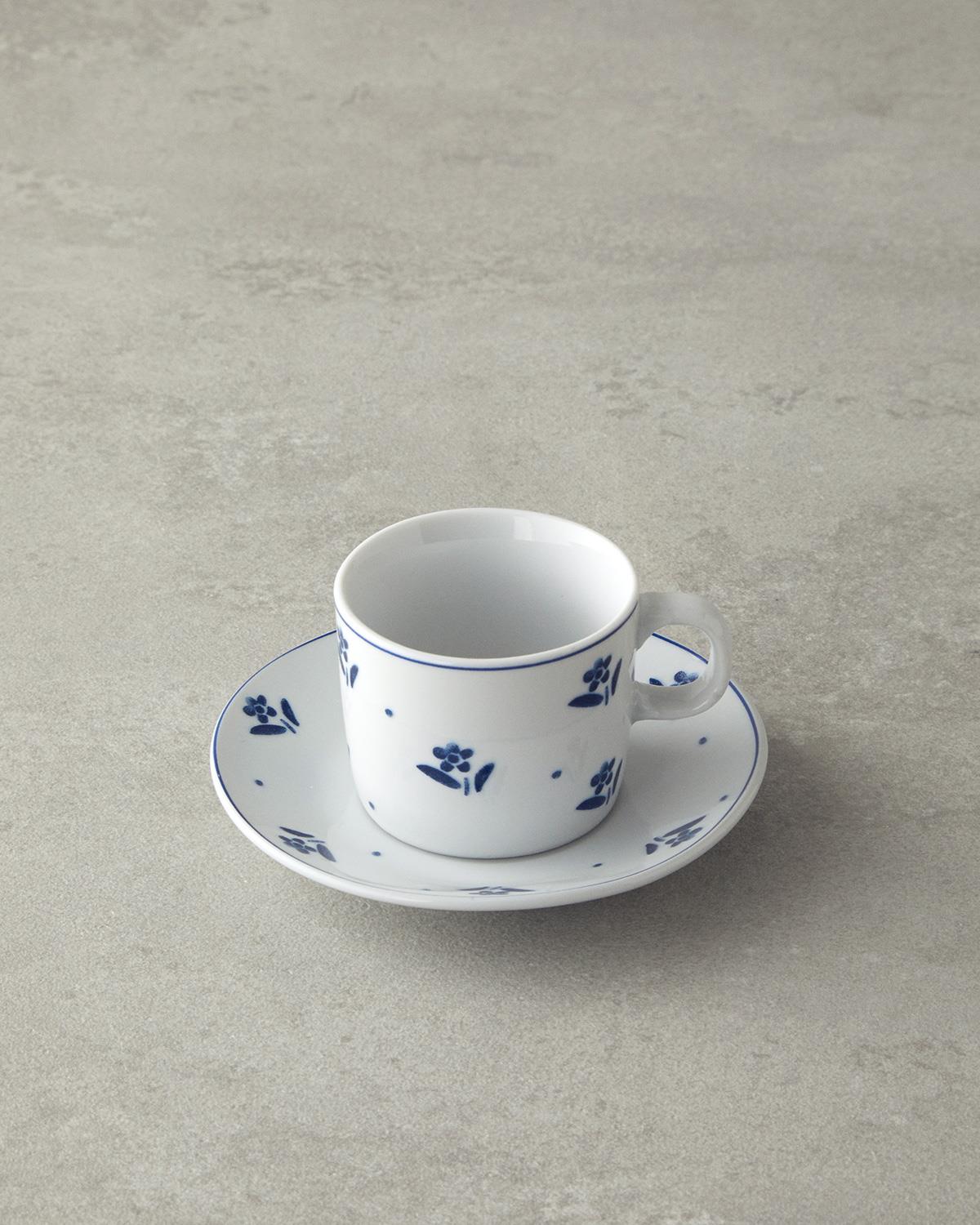 Premium Floral Porcelain Coffee Cup Set   2 Person Service   Blue