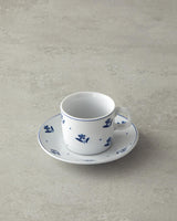Premium Floral Porcelain Coffee Cup Set   2 Person Service   Blue