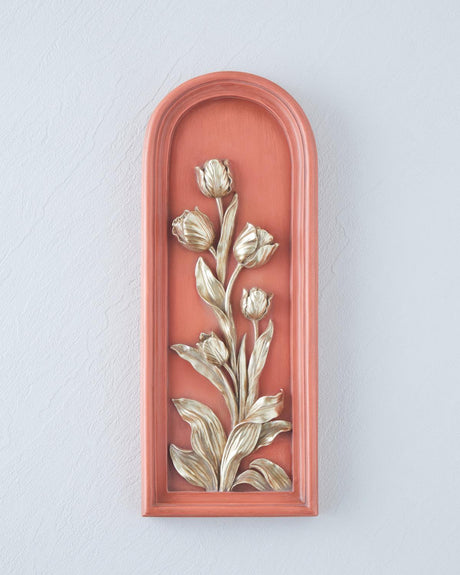 Elegant Floral Motif Wall Decor - Vibrant Orange