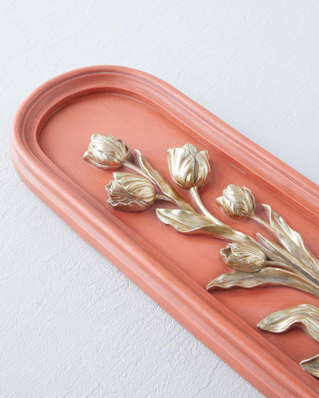 Elegant Floral Motif Wall Decor - Vibrant Orange