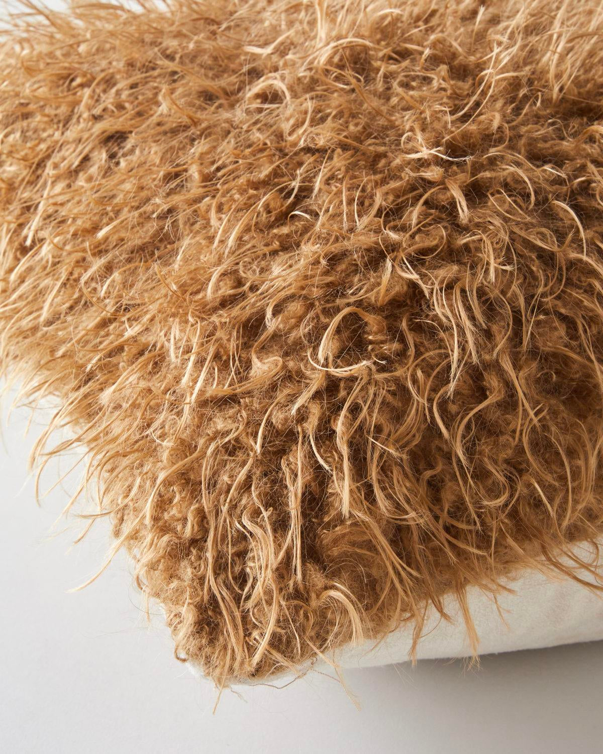 Premium Fluffy Plush Cushion Cover   Light Brown 45x45cm