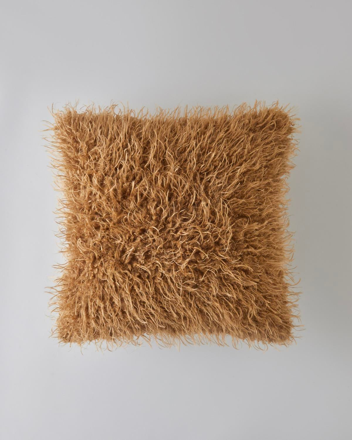 Premium Fluffy Plush Cushion Cover   Light Brown 45x45cm