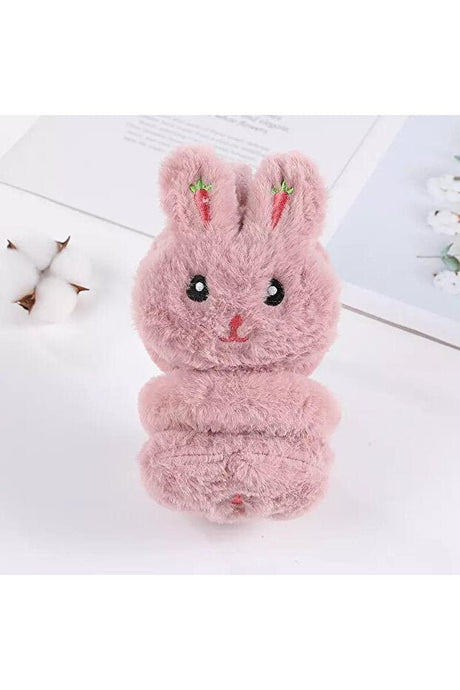 Fluffy Pink Rabbit Earmuffs - Cozy for Kids & Adults - TryAladdin