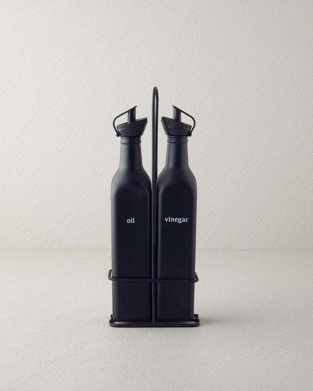 Professional Modern Oil Vinegar Dispenser Set Black