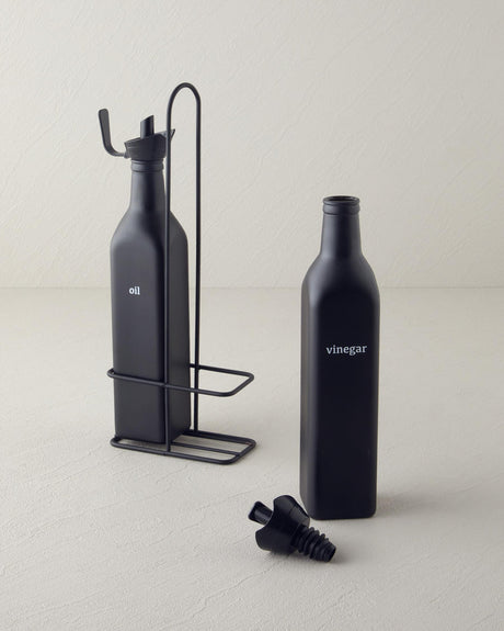 Professional Modern Oil Vinegar Dispenser Set Black