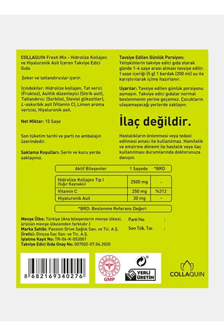 Fresh Mix Hydrolyzed Collagen & Hyaluronic Acid Powder - 15 Sachets - TryAladdin