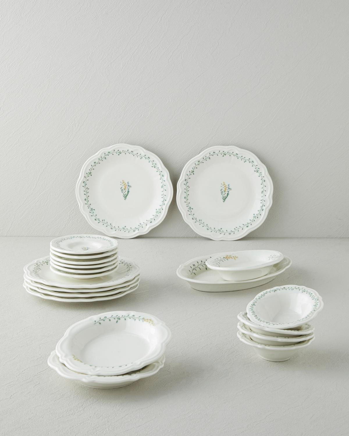 Professional Grade Porcelain Breakfast Set 20 Piece 6 Person Colorful Freesia Design