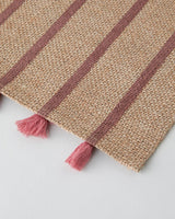 Premium Woven Jute Fringe Placemat Set 2 Pack Pink