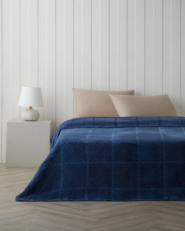 Professional-Grade-Cotton-Single-Blanket-Navy