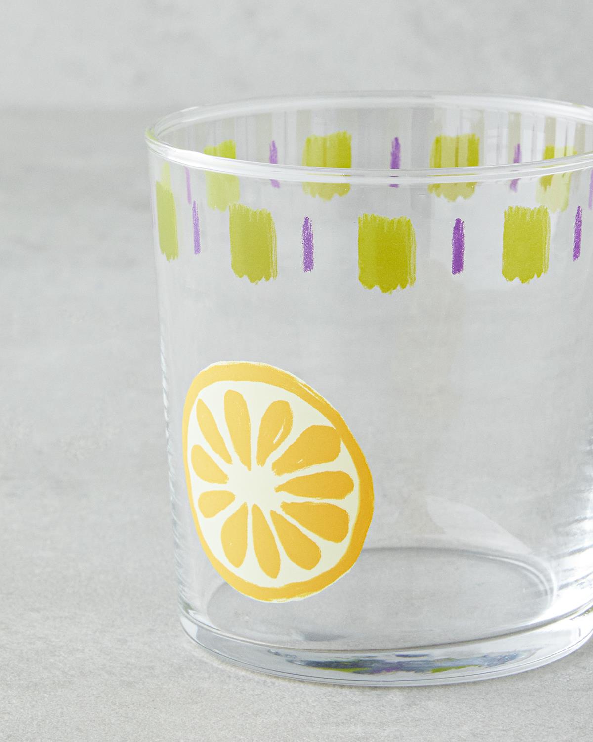 Premium Colorful Fruit Design Glassware Set   Twin Pack